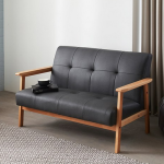 레이디가구 카누 원목 가죽 2인용 소파