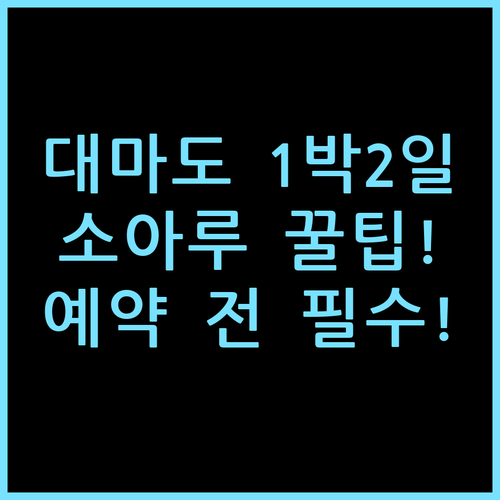 대마도 소아루리조트 1박2일 패키지 추천, 예약 전 체크 포인트 총정리